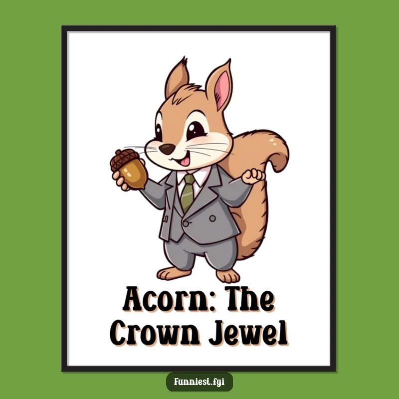 Funny Suit Squirrel Poster: Acorn Jewel Presentation Wall Art