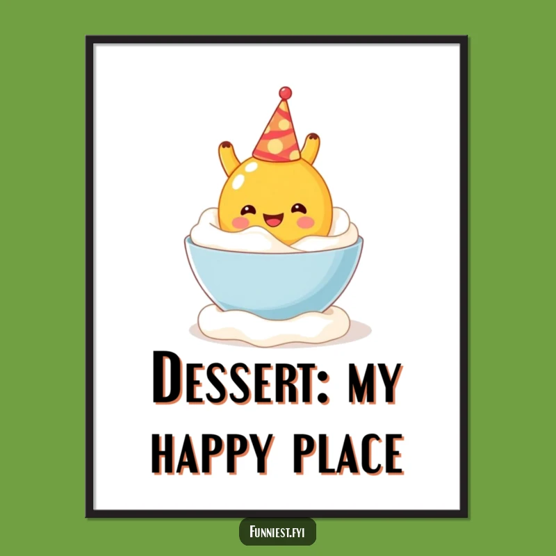 Funny Fruit Art Poster: Hilarious Whipped Cream Plunge - Perfect Comical Wall Decor Gift!