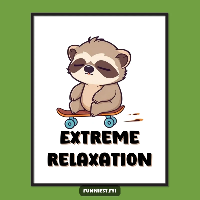 Funny Sloth Skateboard Poster: Hilarious Wall Art for Unexpected Speed