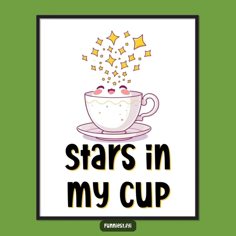 Funny Teacup Starry Night Poster, Magical Wall Art and Funny Gift