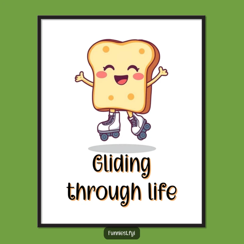 Funny Toast Roller Skater Poster: Hilarious Art for Your Wall