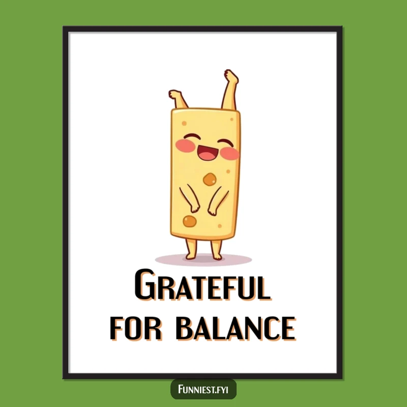 Funny Cheese Handstand Poster - Giggling Wedge Character Art Gift