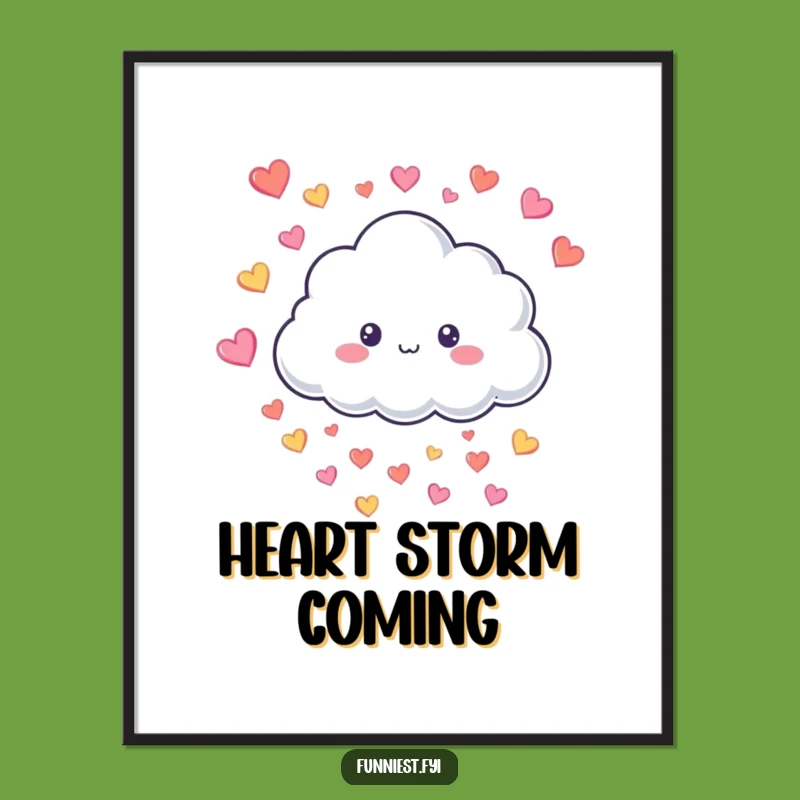 Funny Cloud Raining Hearts Poster - Adorable Wall Art for Happy Homes
