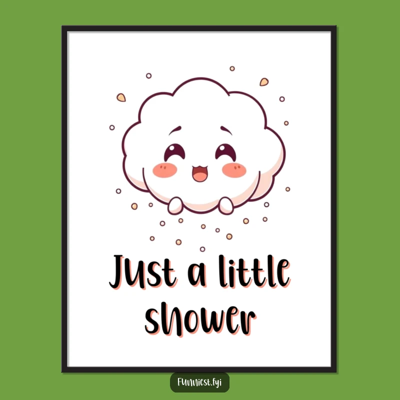 Funny Surprised Cloud Poster: Laughing Rain Character Art, Perfect Wall Decor Gift!