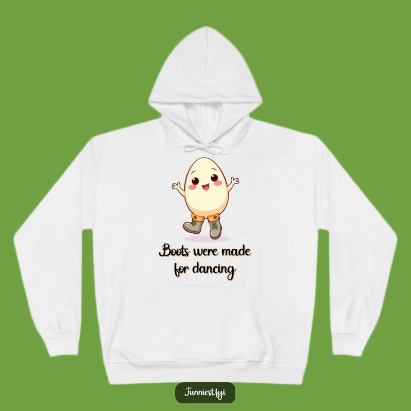 Funny Egg Jigging Boot Hoodie, Cheerful Comfort, Cozy Humorous Gift