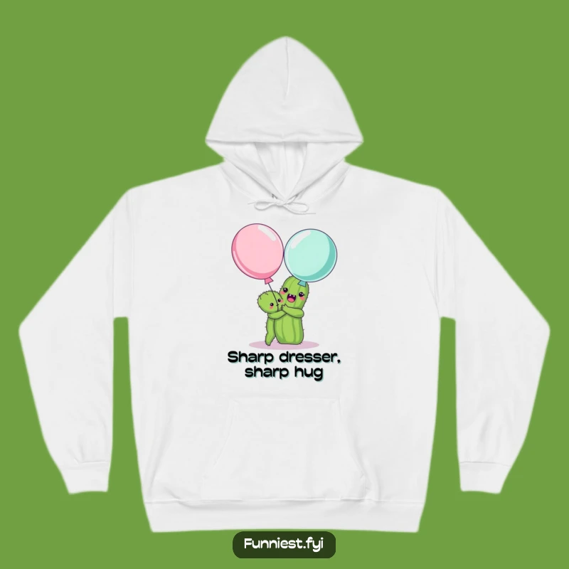 Funny Cactus Hugging Balloon Hoodie - Cozy & Comical Cactus Gift