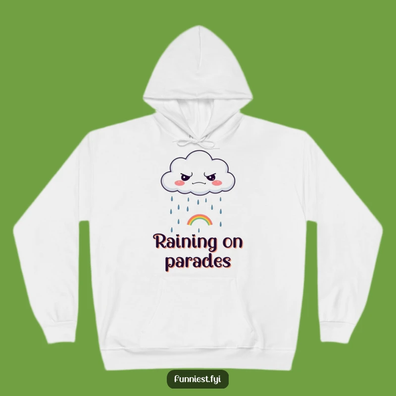 Funny Grumpy Cloud Hoodie: Cozy Sarcasm, Tiny Rainbow Vibes, Perfect Gift