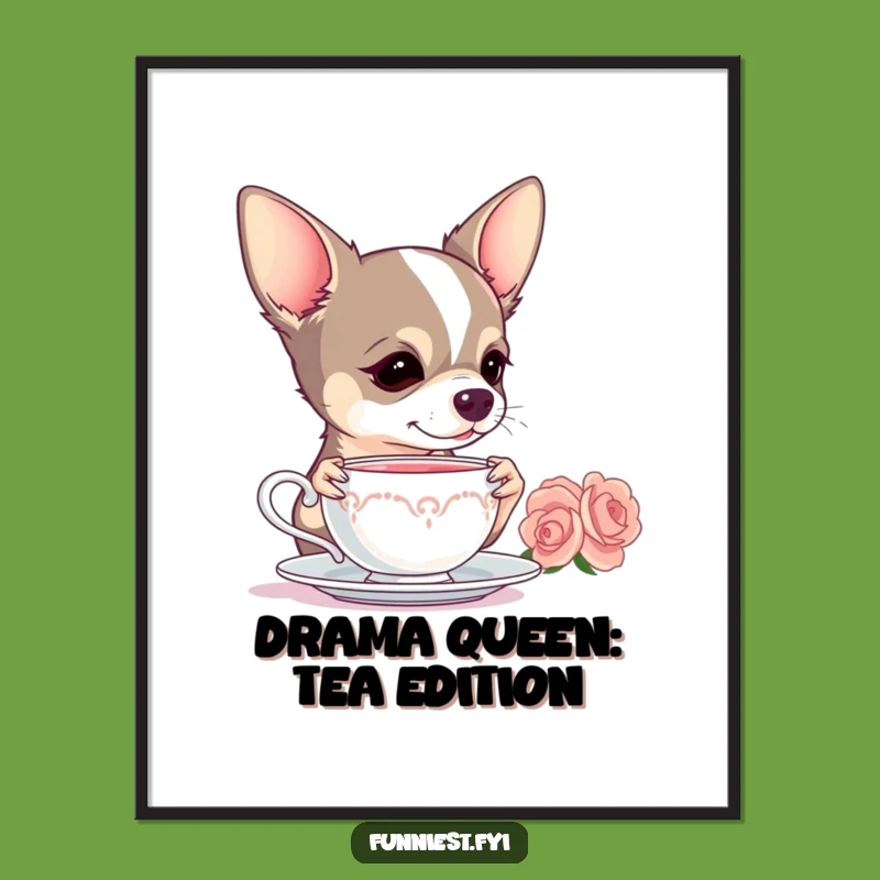 Free Printable Chihuahua Tea Time Art: Hilarious Downloadable Wall Art for Elegant Dog Lovers