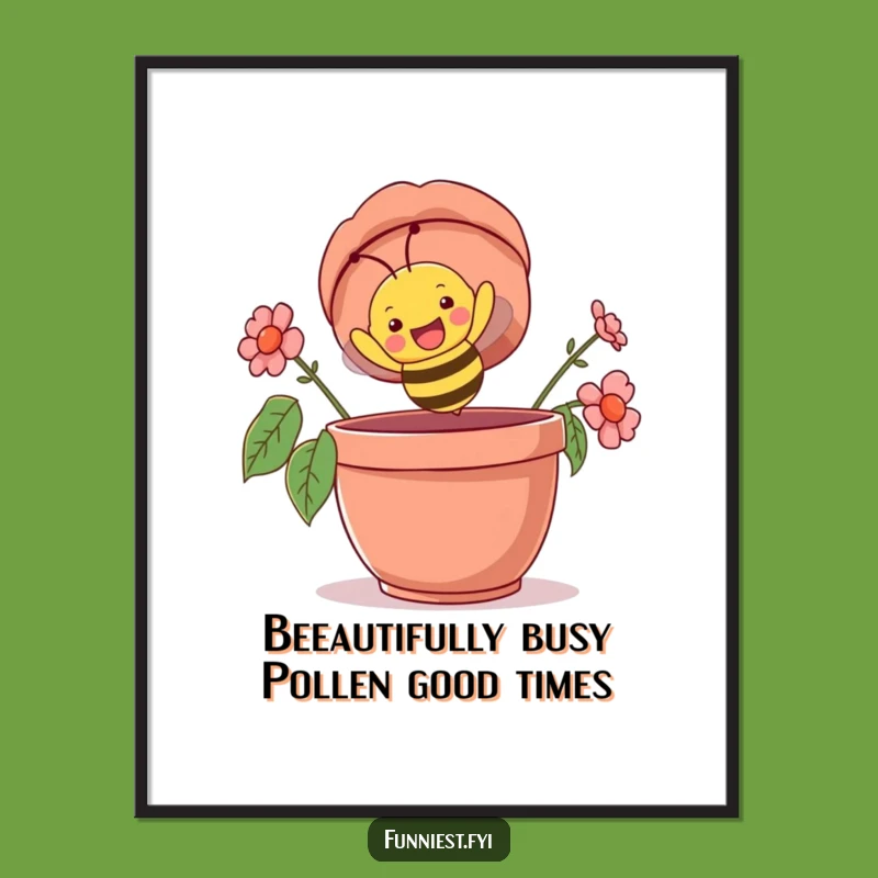 Free Printable Funny Bee Wall Art - Humorous Upside Down Flowerpot Decor