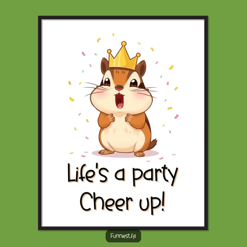 Free Printable Wall Art: Chipmunk King Confetti Celebration Funny Downloadable
