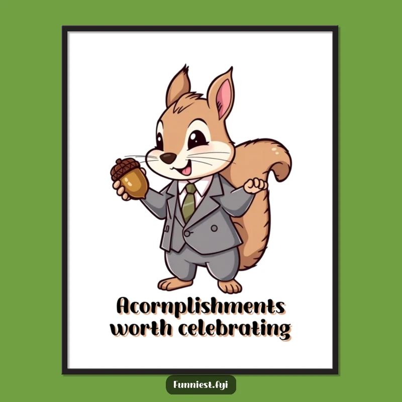 Funny Free Printable Wall Art: Suited Squirrel Acorn Jewel - Downloadable Decor