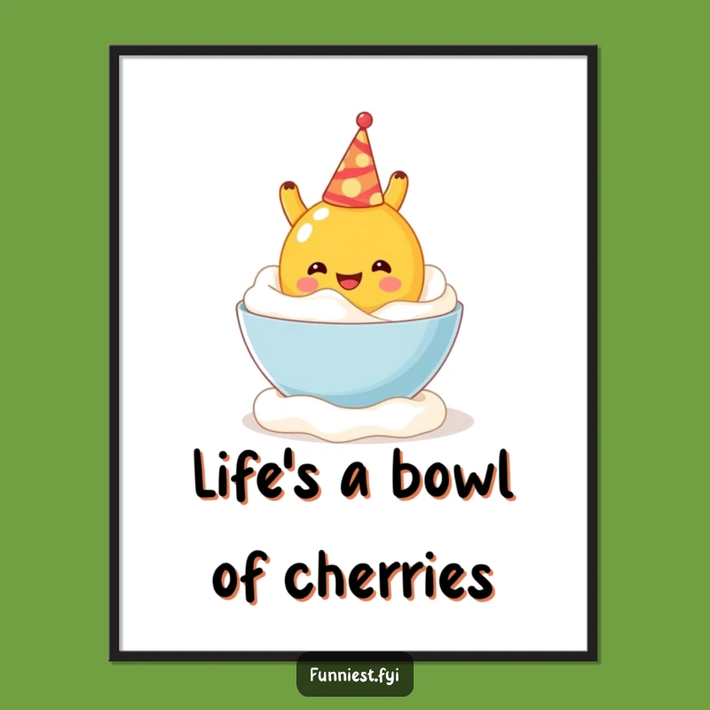 Funny Free Printable Wall Art: Whipped Cream Fruit Chaos - Hilarious Downloadable Decor