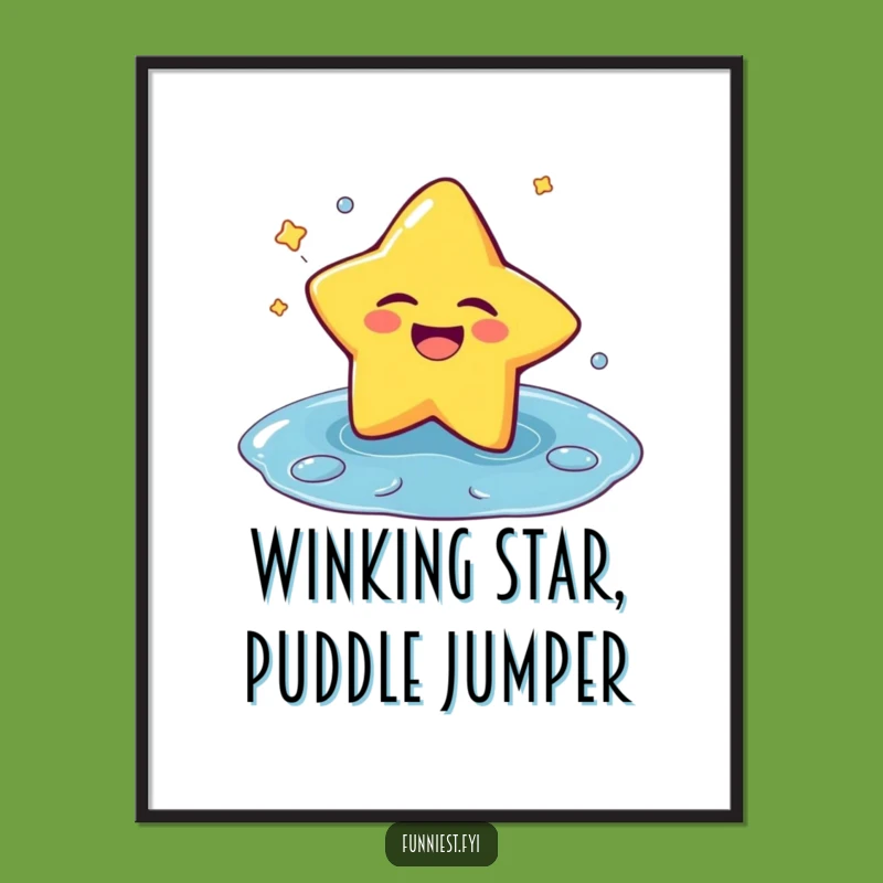 Funny Free Printable Wall Art: Winking Star Splash - Quirky Downloadable Decor!