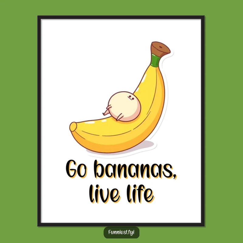 Funny Free Printable Wall Art: Banana Peel Slide Character - Quirky Downloadable Decor