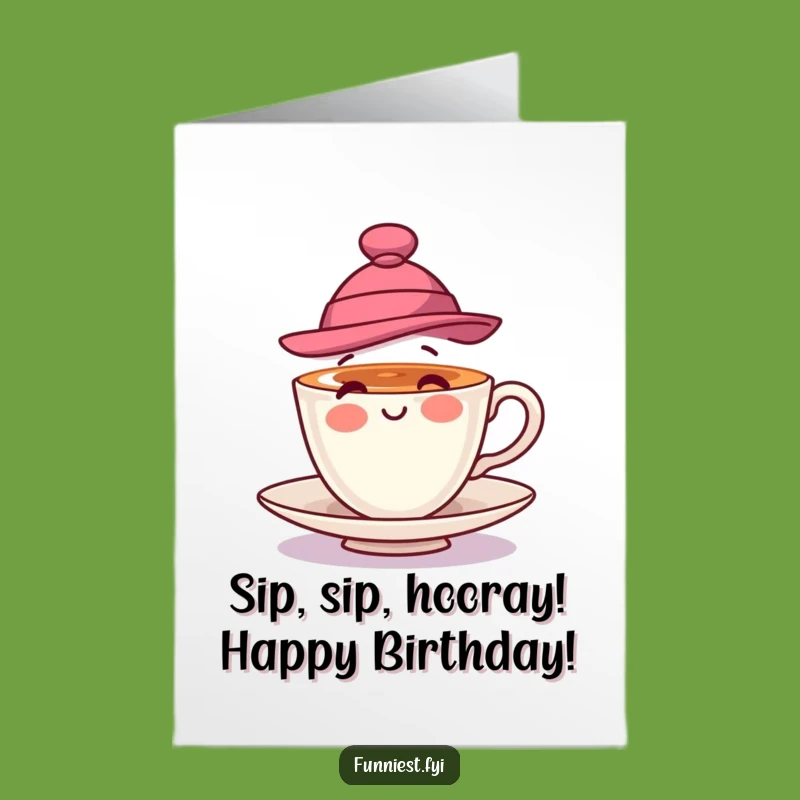 Free Printable Birthday Card: Spinning Teacup Hat Funny Downloadable