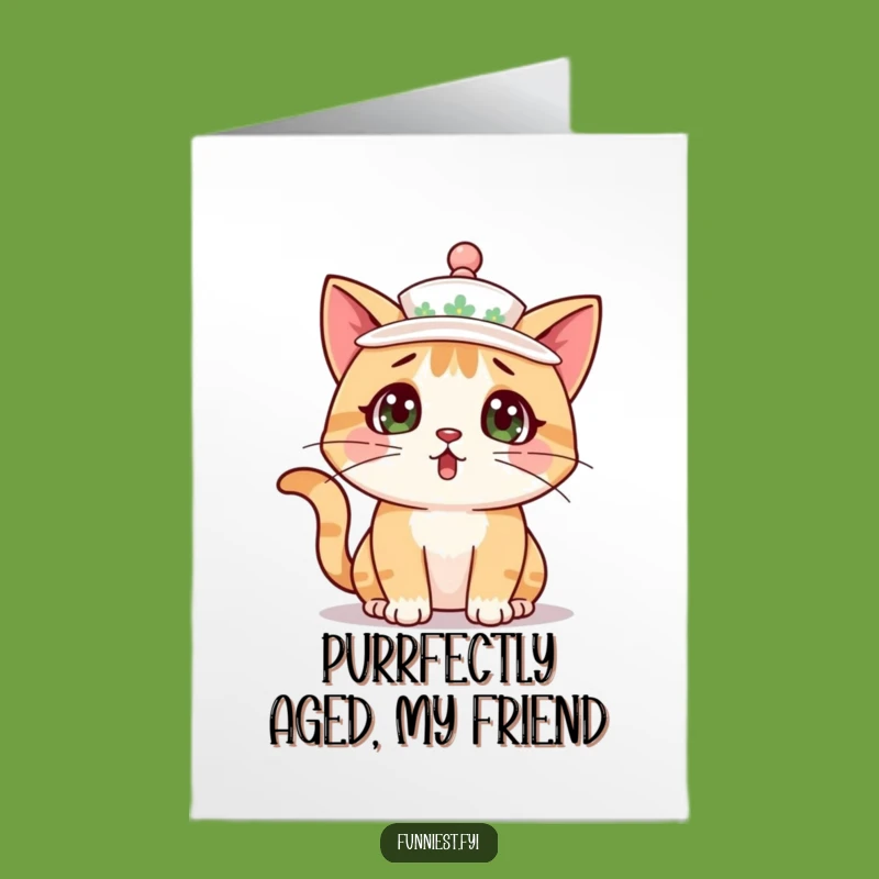 Free Printable Birthday Card: Surprised Cat Teacup Hat - Funny Downloadable Gift