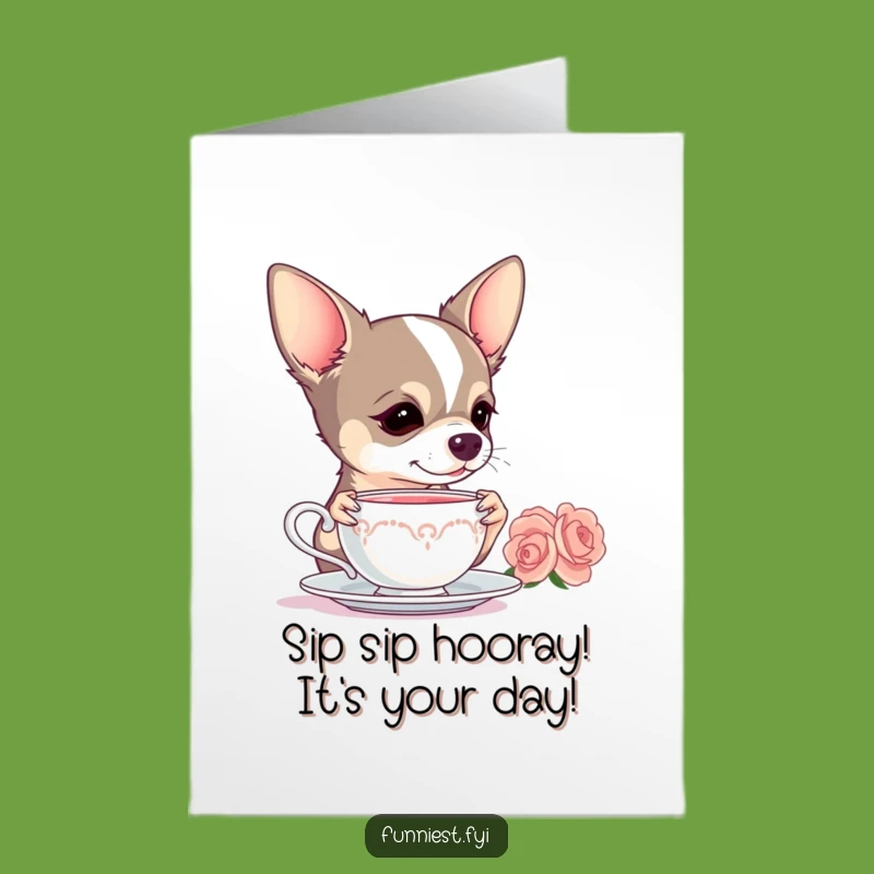 Free Printable Chihuahua Tea Time Birthday Card: Hilarious Downloadable Gift for Pet Lovers