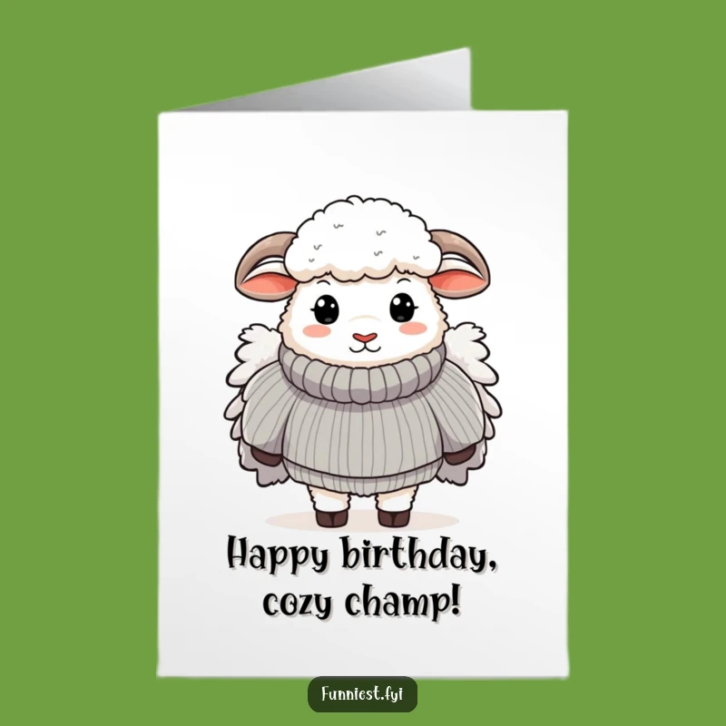 Funny Free Printable Birthday Card: Sheep Sweater - Cozy Wishes!