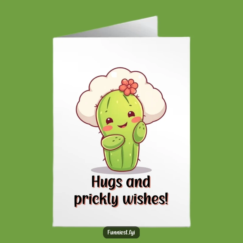 Free Printable Birthday Card: Funny Cactus Hugging Cloud Downloadable Gift