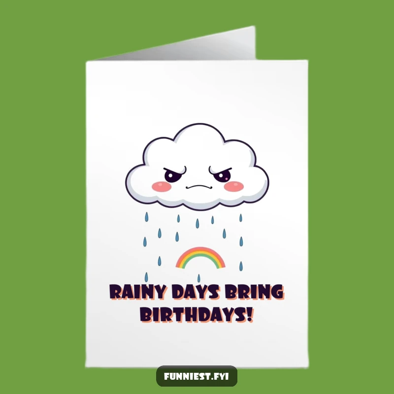Funny Free Printable Birthday Card: Grumpy Cloud Rainbow - Bright Wishes!
