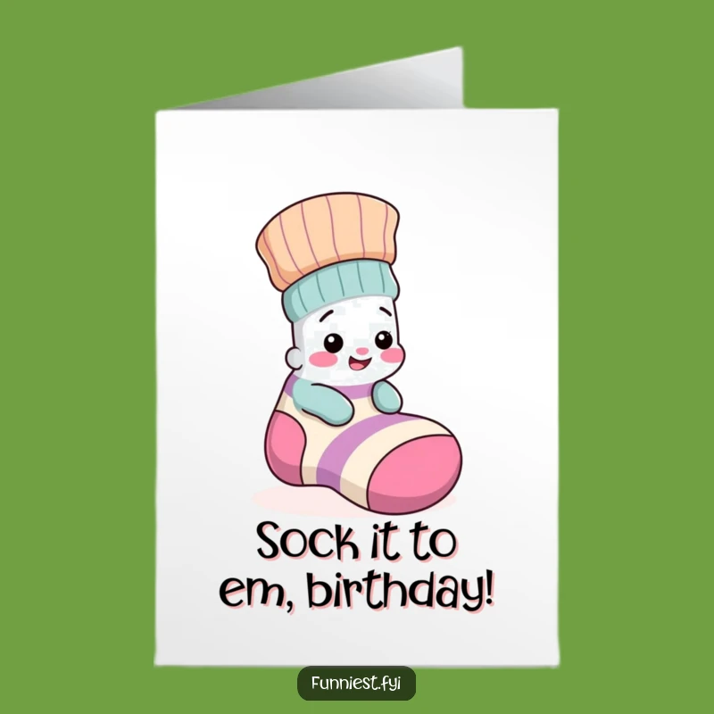 Free Printable Birthday Card: Giggling Sock Hiding - Funny Downloadable Gift
