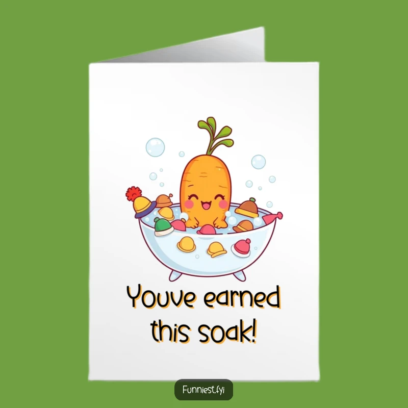 Free Printable Congrats Card: Hilarious Carrot Bath Hat Surprise Downloadable