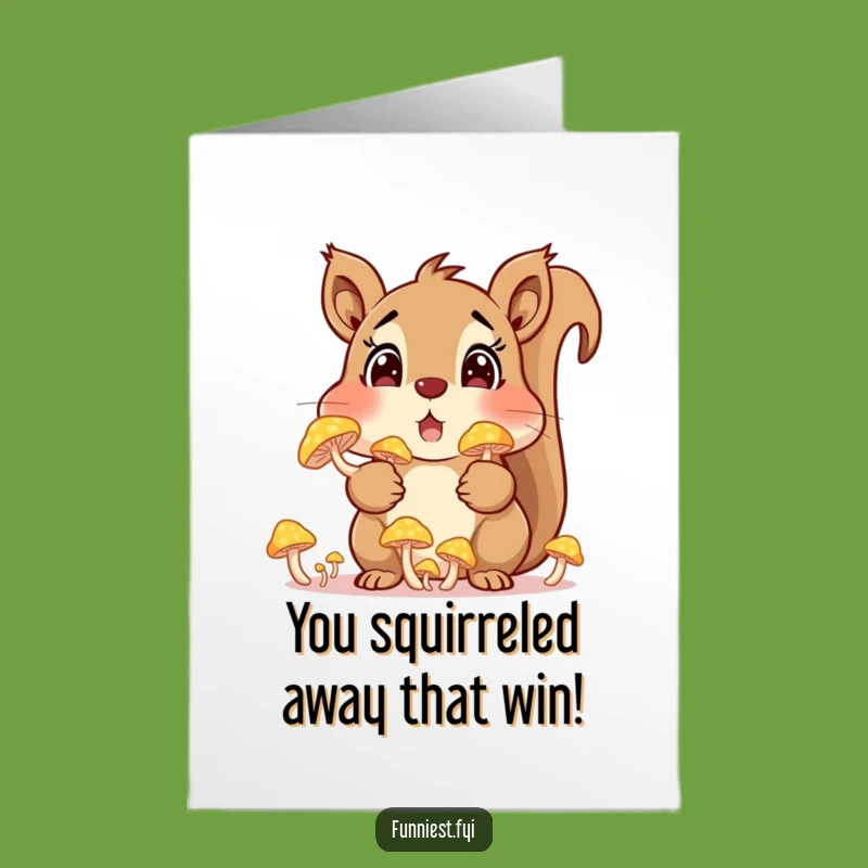 Free Printable Congrats Card: Squirrel Mushrooms, Quirky Downloadable Gift!