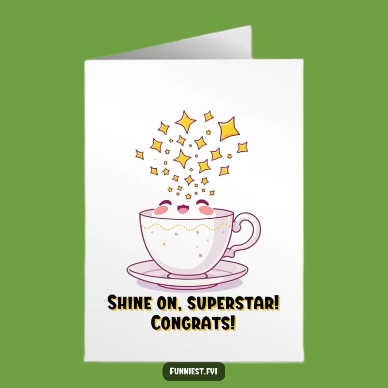 Free Printable Congrats Card: Teacup Stars Celebration Funny Downloadable Gift