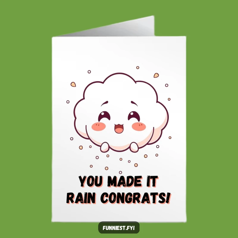 Free Printable Cloud Card: Raining Joyful Congratulations Downloadable Gift