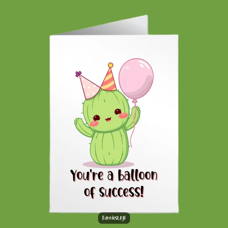 Free Printable Congrats Card: Cactus's Balloon Embrace - Funny Downloadable Duo Gift!