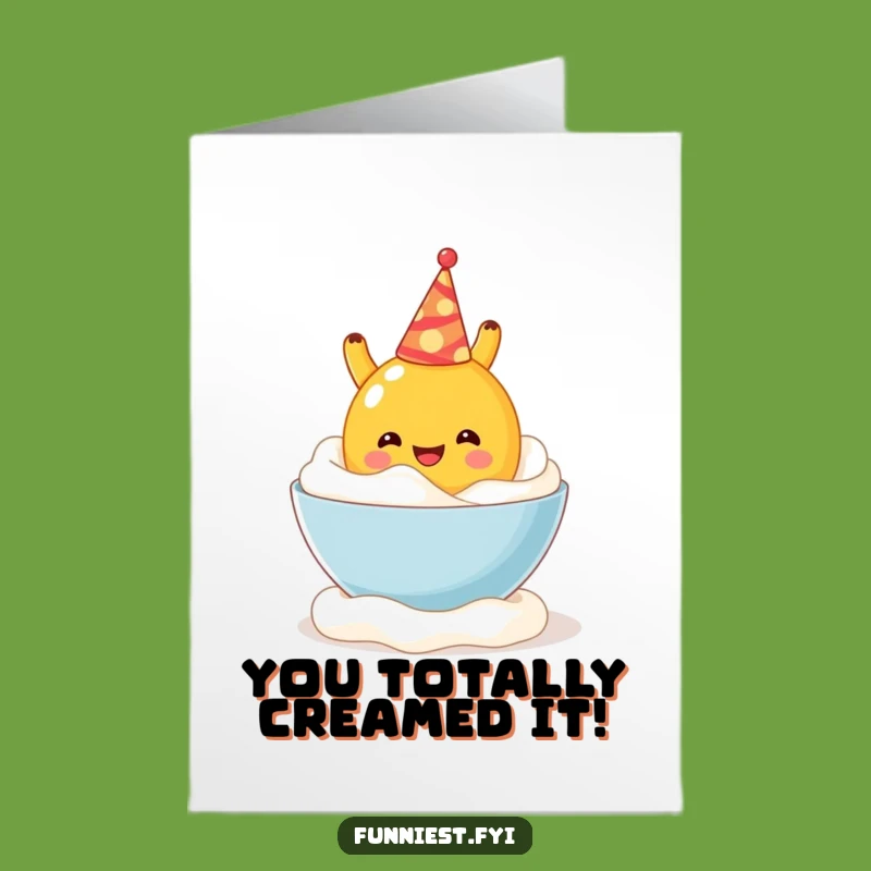 Free Printable Congrats Card: Fruit Whipped Cream Splash Celebration - Funny Downloadable