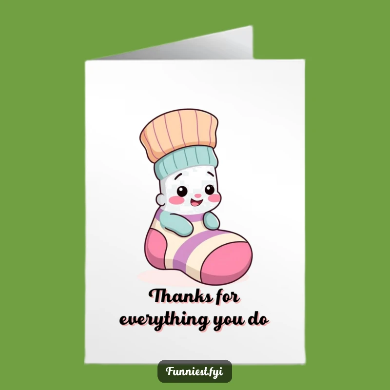 Free Printable Thank You Card: Giggling Sock Hiding - Funny Downloadable Gift
