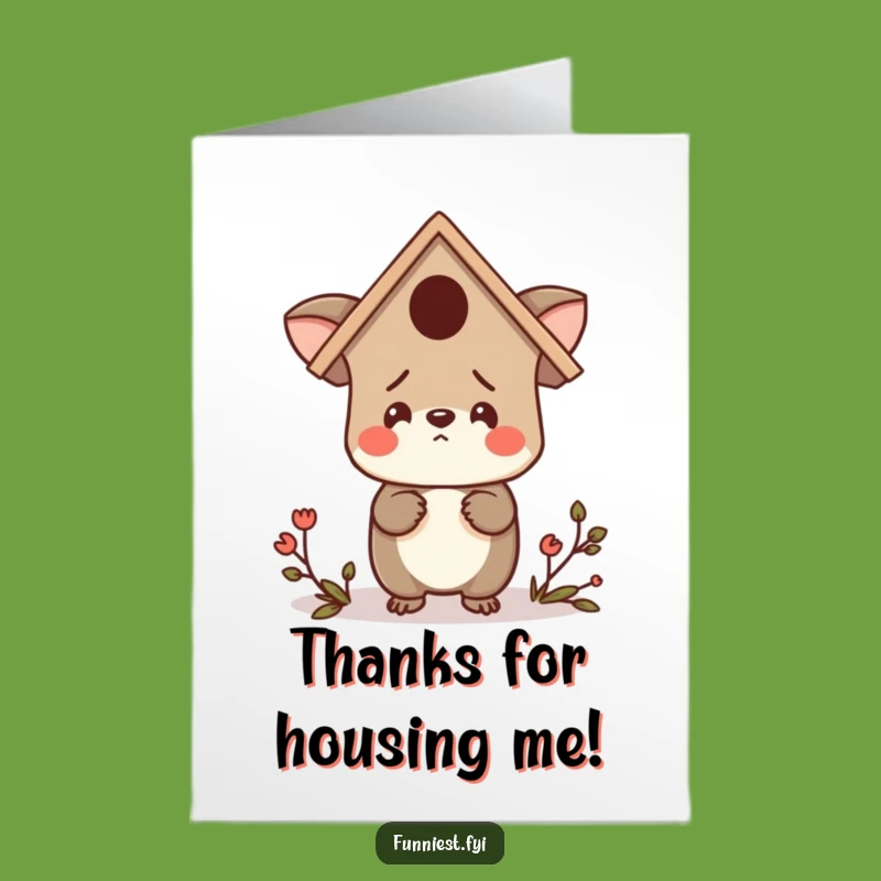 Free Printable Funny Thank You Card: Birdhouse Hat Animal - Adorable Downloadable