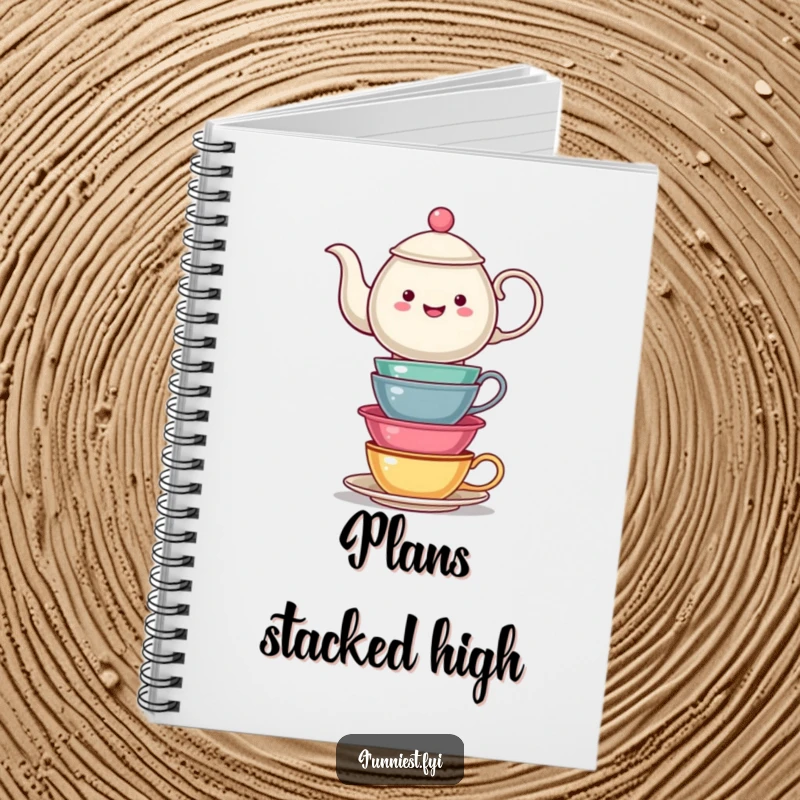 Funny Teapot Balancing Tea Cups Notebook: A teapot balances teacups on this notebook. A fun funny gift for journal keepers.