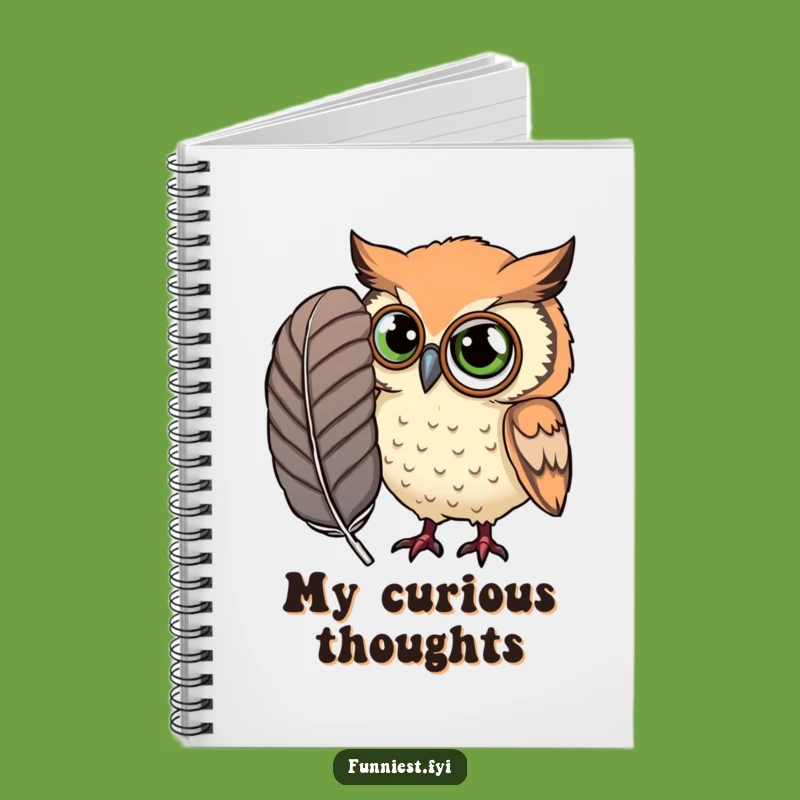 Funny Curious Owl Monocle Notebook - Large Feather Owl Journal Funny Gift