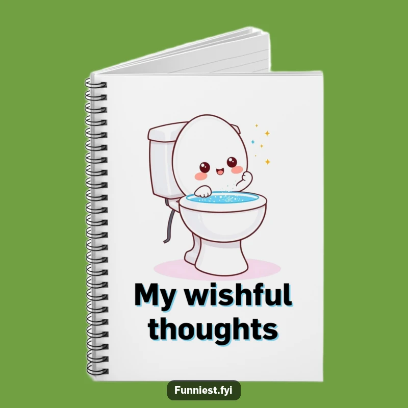 Funny Toilet Wish Notebook: Friendly Character Granting Wishes Glitter Journal, Gift!