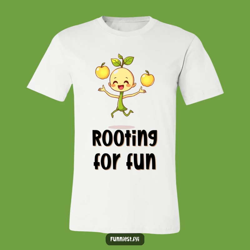 Funny Sprout Juggling T-Shirt: Dancing Character's Focused Joy Apple Tee, Gift!