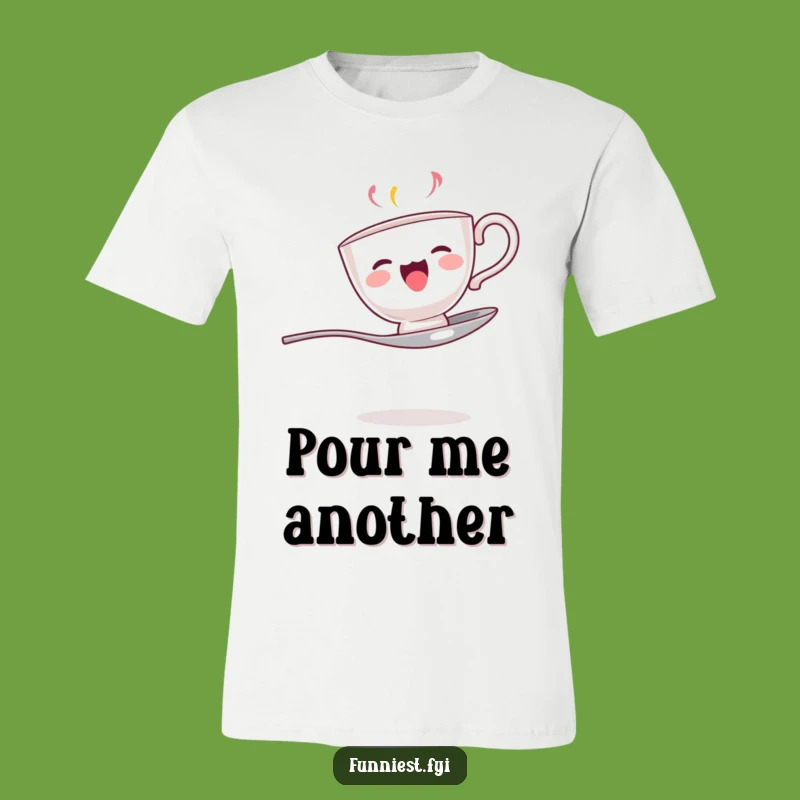 Funny Singing Teacup Spoon T-Shirt - Quirky Musical Ceramic Tee