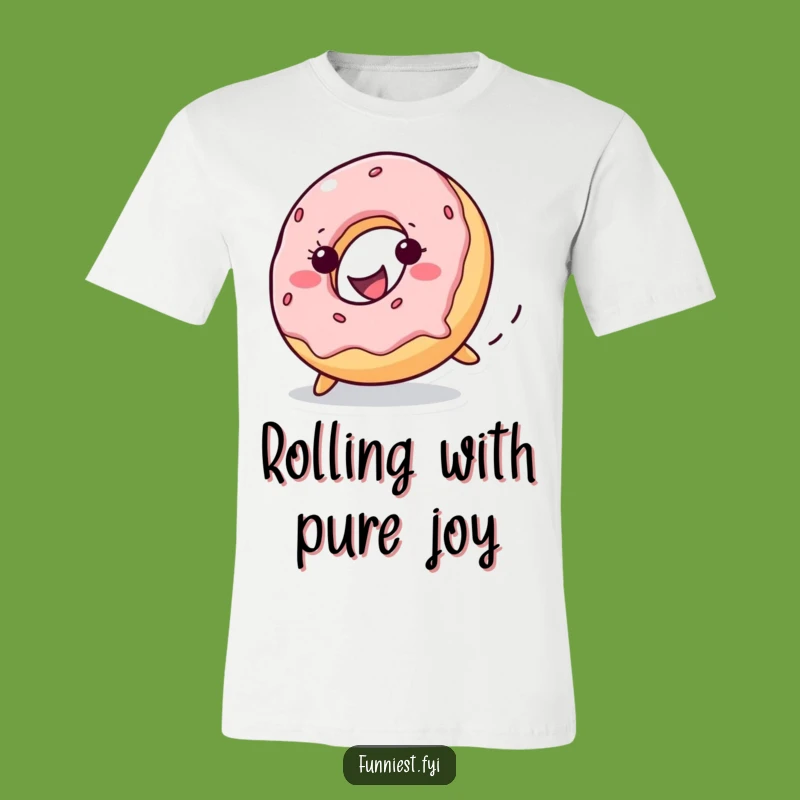 Funny Donut Rolling Downhill T-Shirt - Comical Pastry Apparel Gift