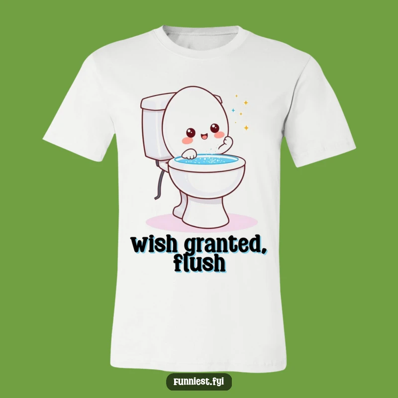 Funny Toilet Wish T-Shirt: Friendly Character Granting Wishes Glitter Tee, Gift!