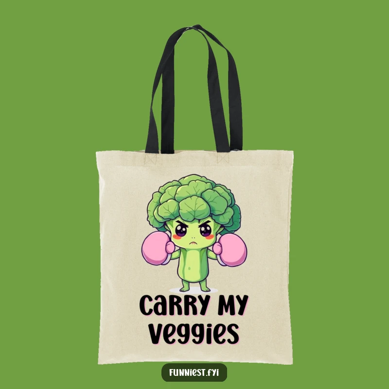 Funny Broccoli Boxer Tote Bag: Carry Your Veggie Strength Everywhere