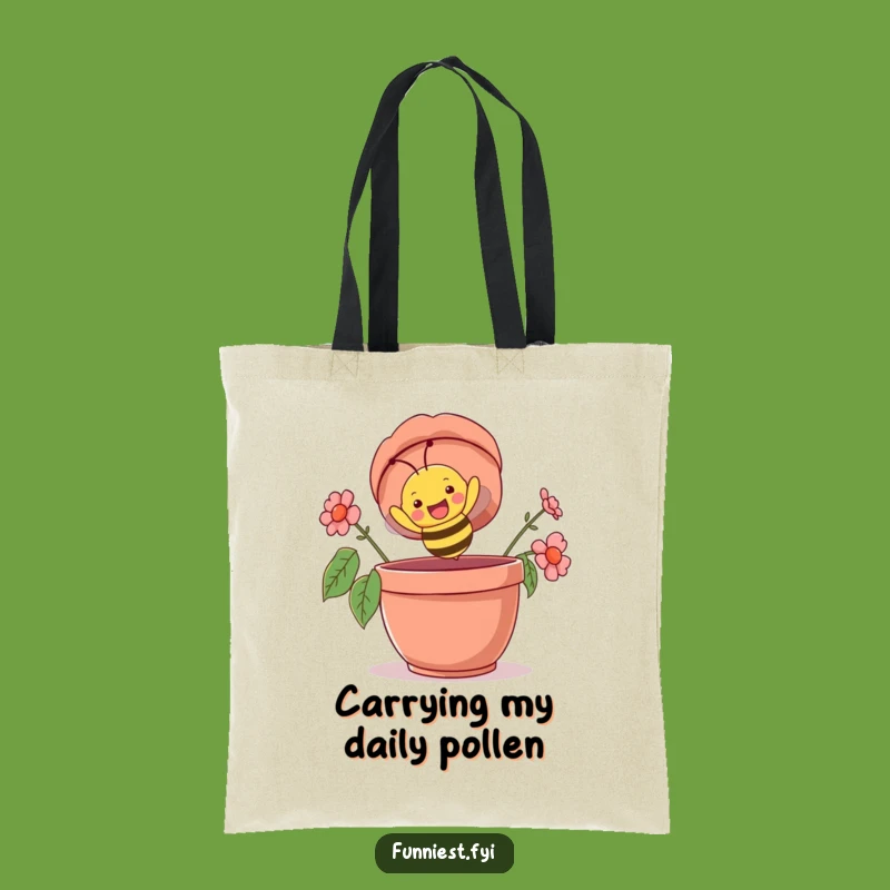 Funny Bee Flowerpot Tote Bag, A Humorous Accessory for Garden Lovers