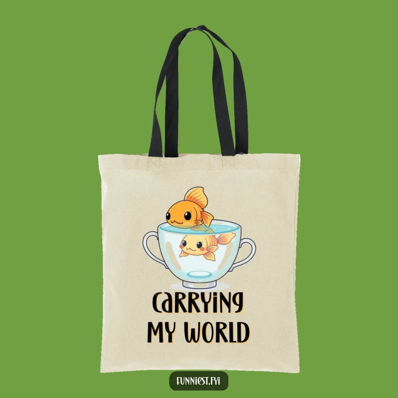 Funny Goldfish Teacup Tote Bag: Carry Ambition, Chic Funny Gift