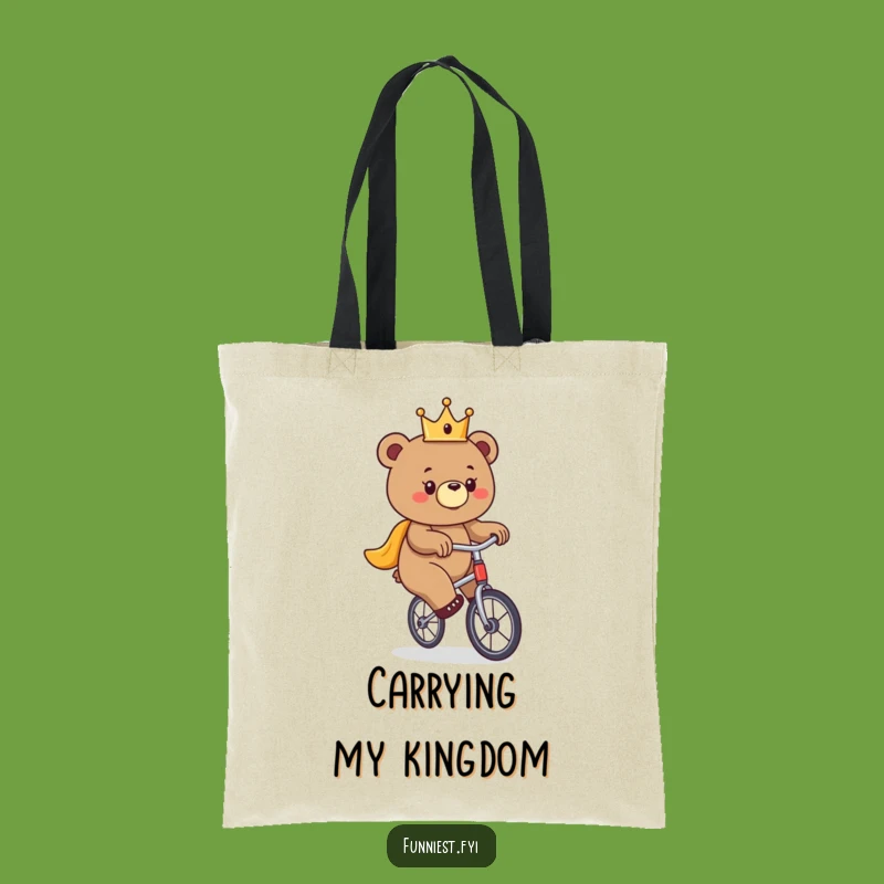Funny Bear Unicycle Tote Bag - Hilarious Royal Ride Carryall