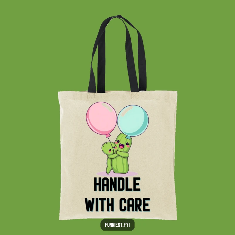 Funny Cactus Hugging Balloon Tote Bag - Quirky & Practical Funny Gift
