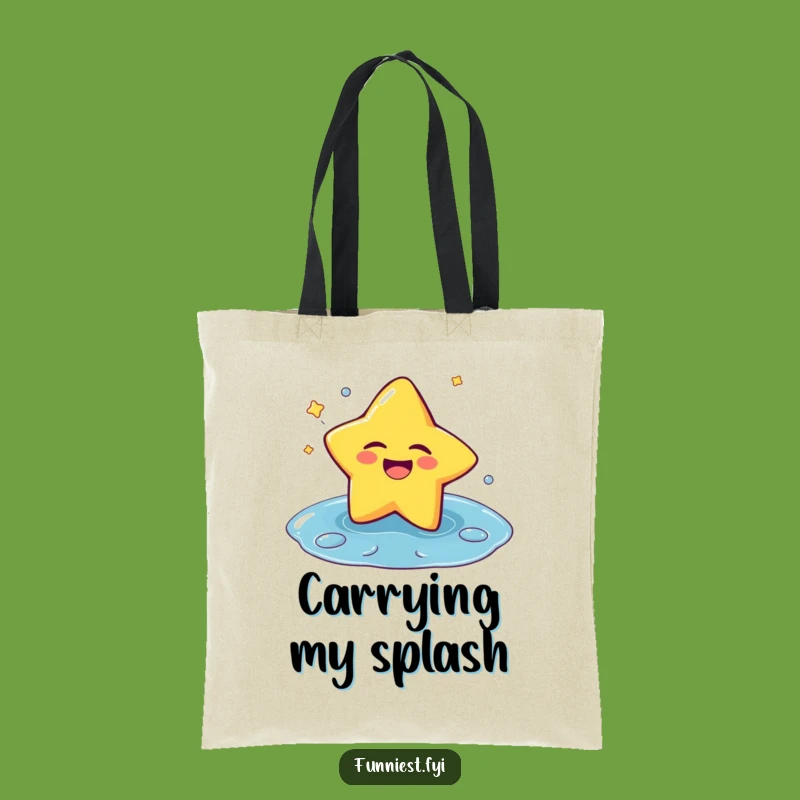 Funny Laughing Star Puddle Splash Tote Bag: Carry Your Cheer!